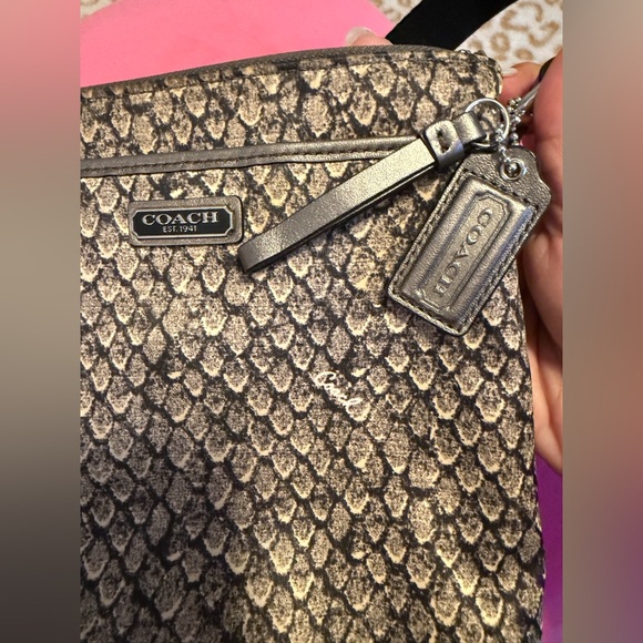 Coach Snake Animal Print Crossbody Nylon Bag with Grey Strap - Picture 12 of 12